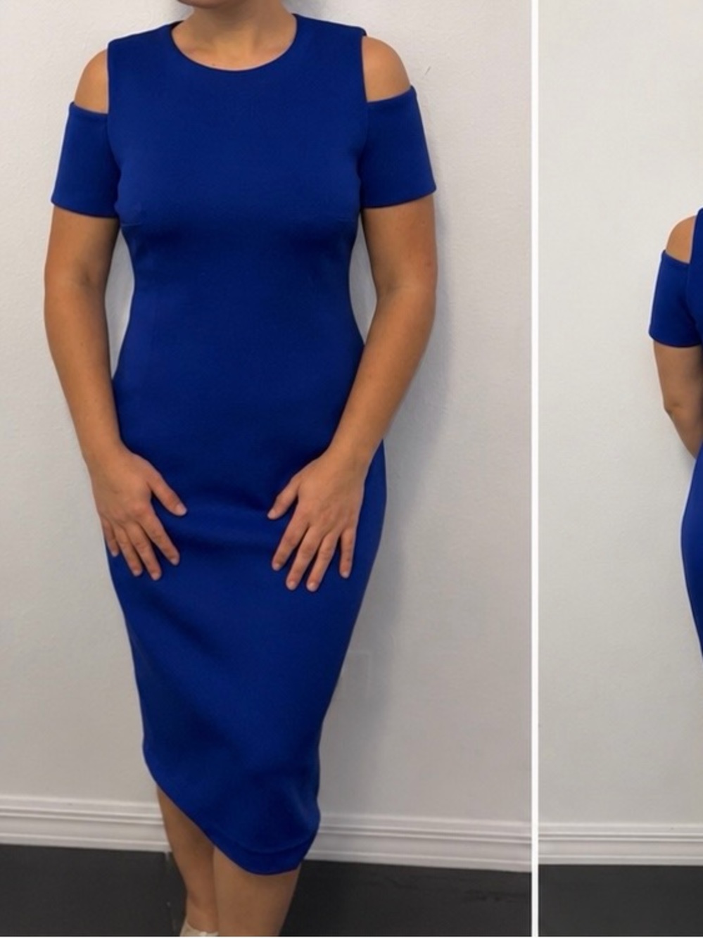 Calvin Klein Royal Blue Cold-Shoulder Midi Dress
